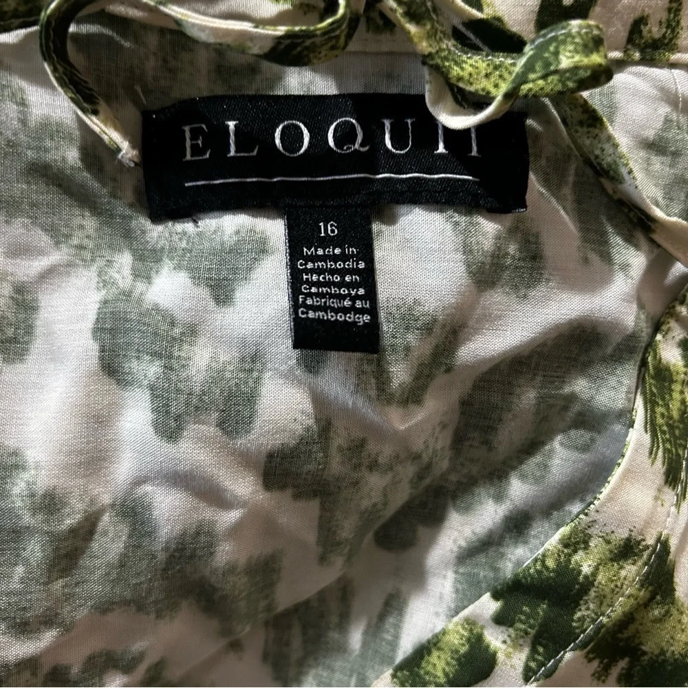 Eloquii 16 blouse long sleeve abstract print ruffle cuffs career office‎